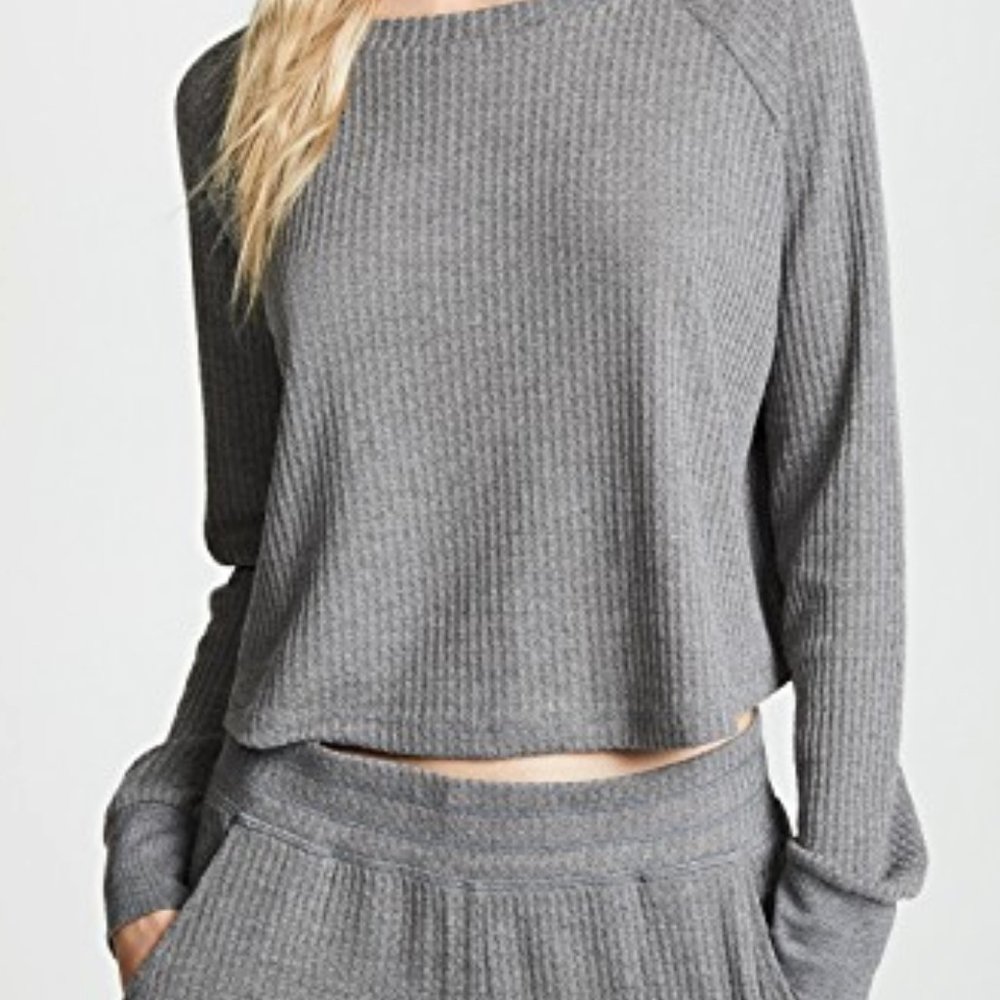 Honeydew Waffle Knit Top XS